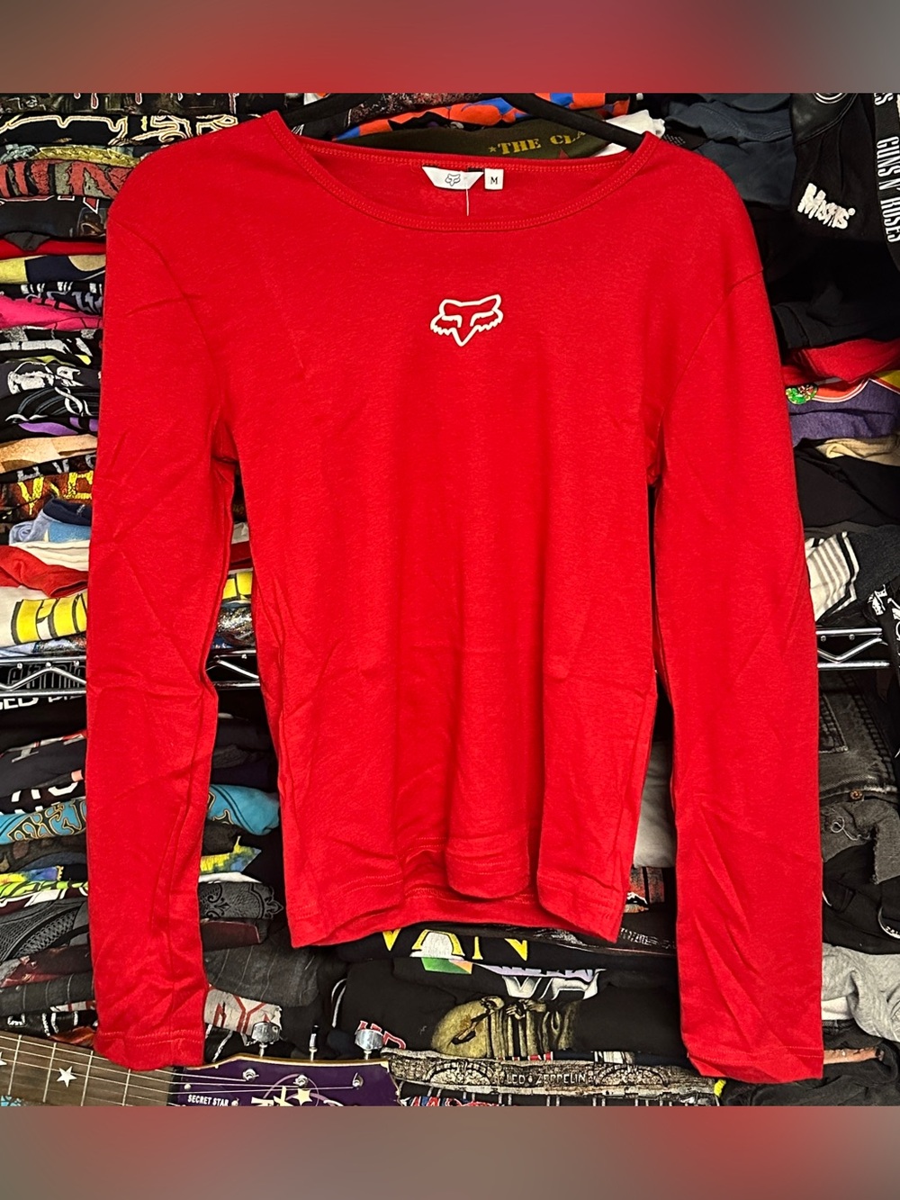 FOX deadstock women's red white classic logo longsleeve top, M.